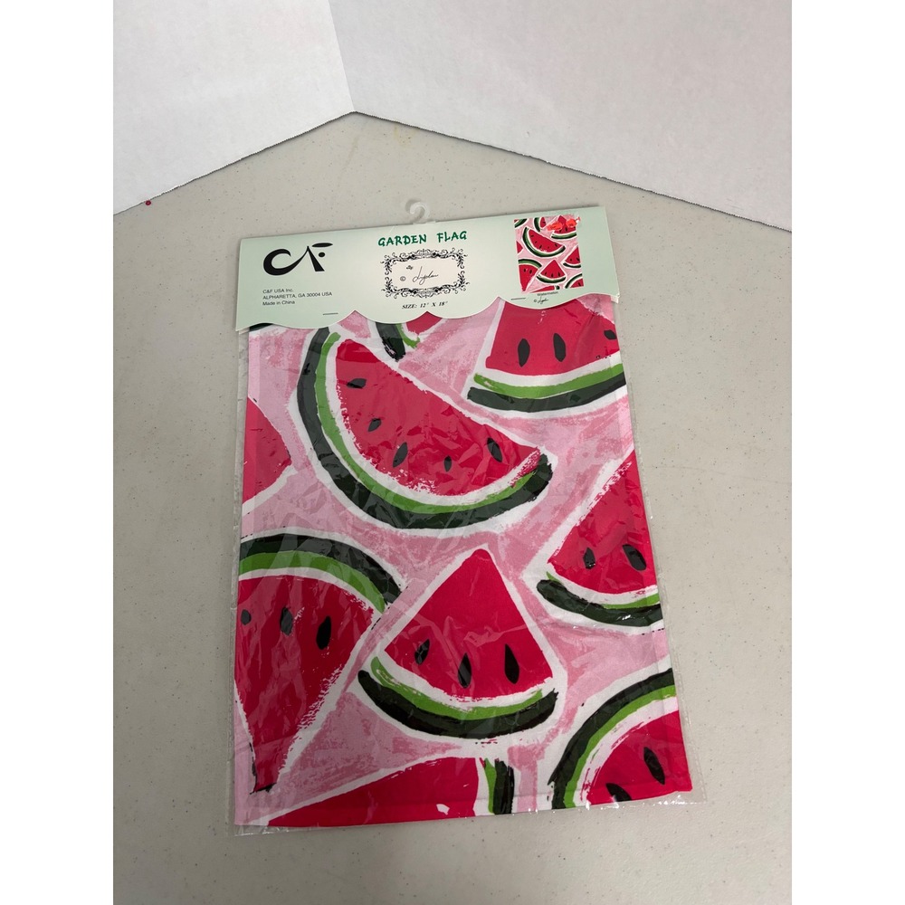 CAF Watermelon Garden Flag 12x18 Summer Fruit Outdoor Decor Pink Green New